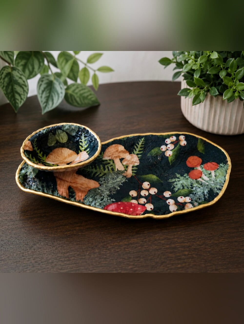 Forest Mushroom Trinket Dish Set - 2